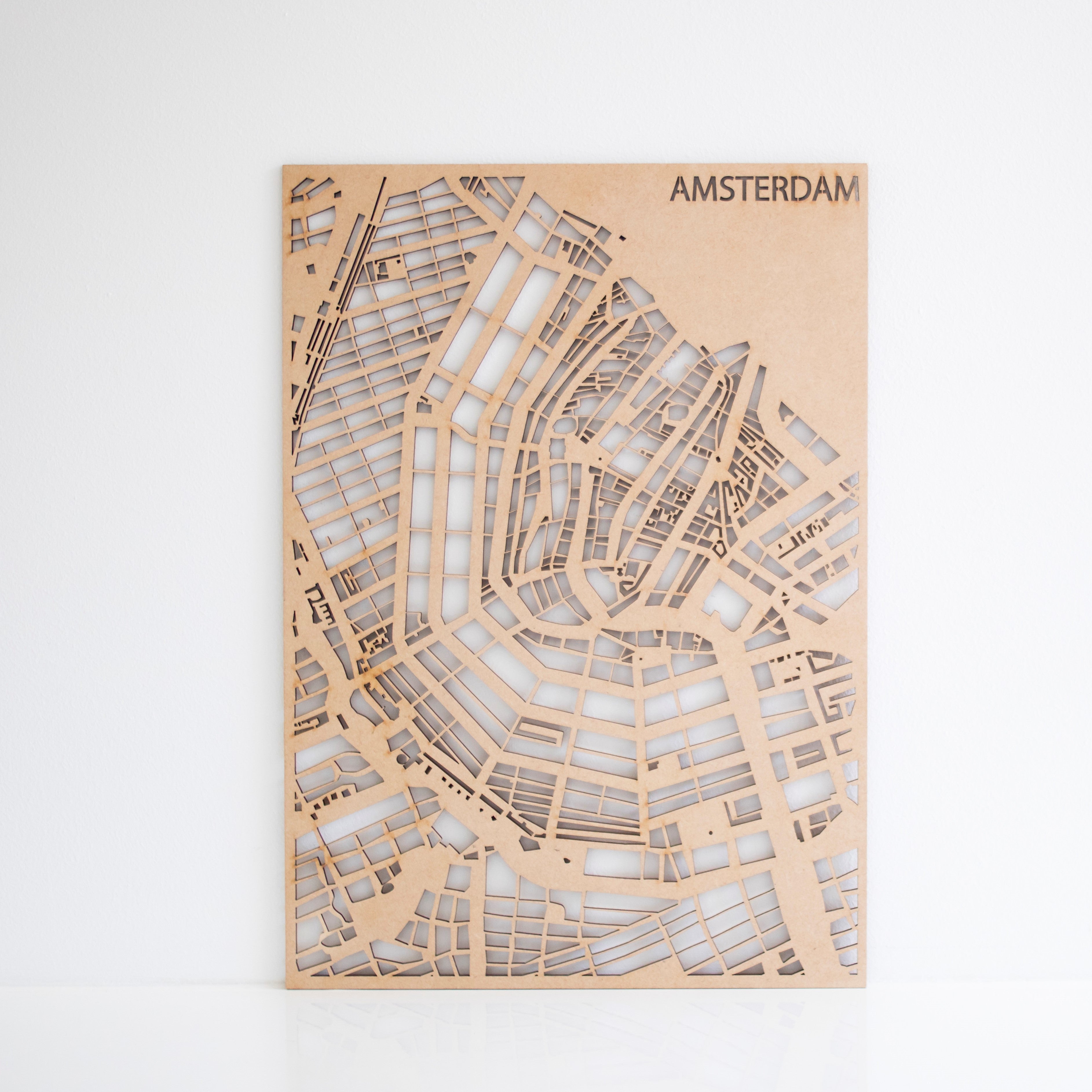 Kunst In Kaart Amsterdam  - City Map - Lasered