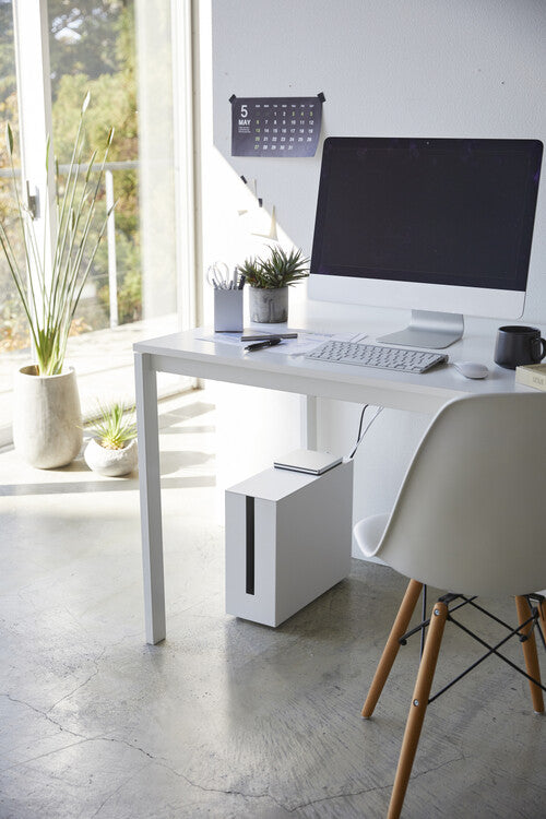 Yamazaki Cable box with casters - Tower - White