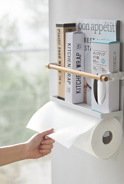 Yamazaki Magnetic kitchen paper & wrap holder - White