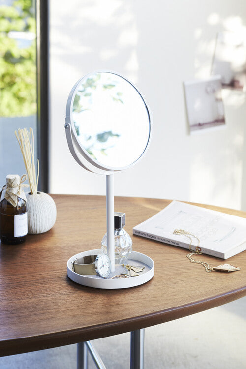 Yamazaki Accessories Tray & Mirror - Tower - white