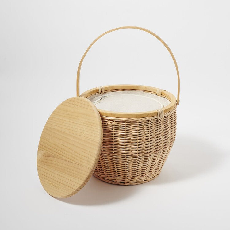 Sunnylife PicnicRound Picnic Cooler Basket Natural
