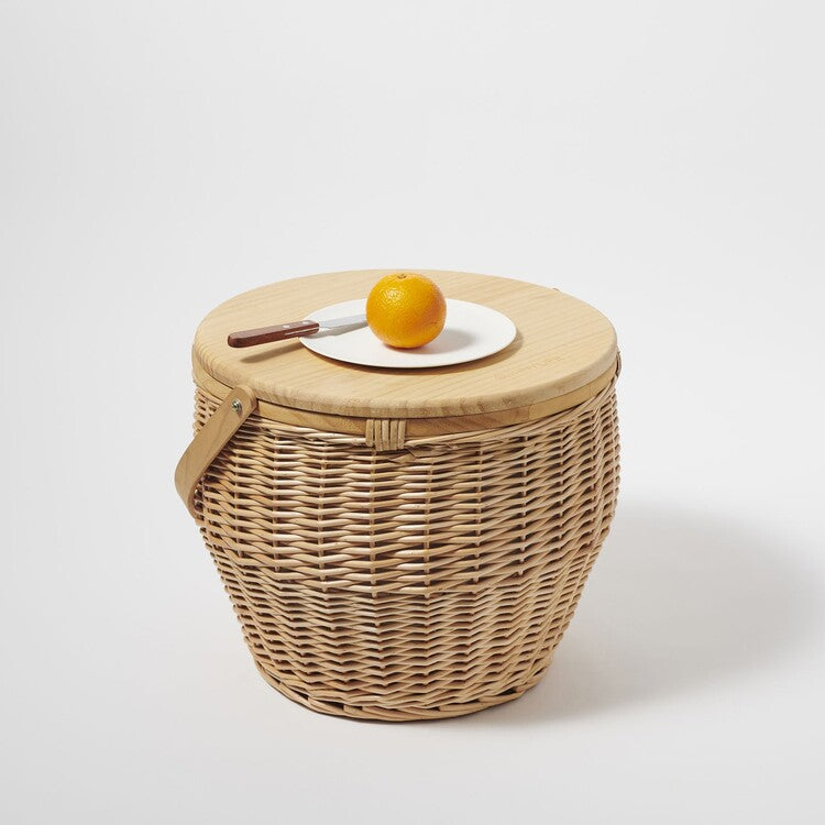 Sunnylife PicnicRound Picnic Cooler Basket Natural