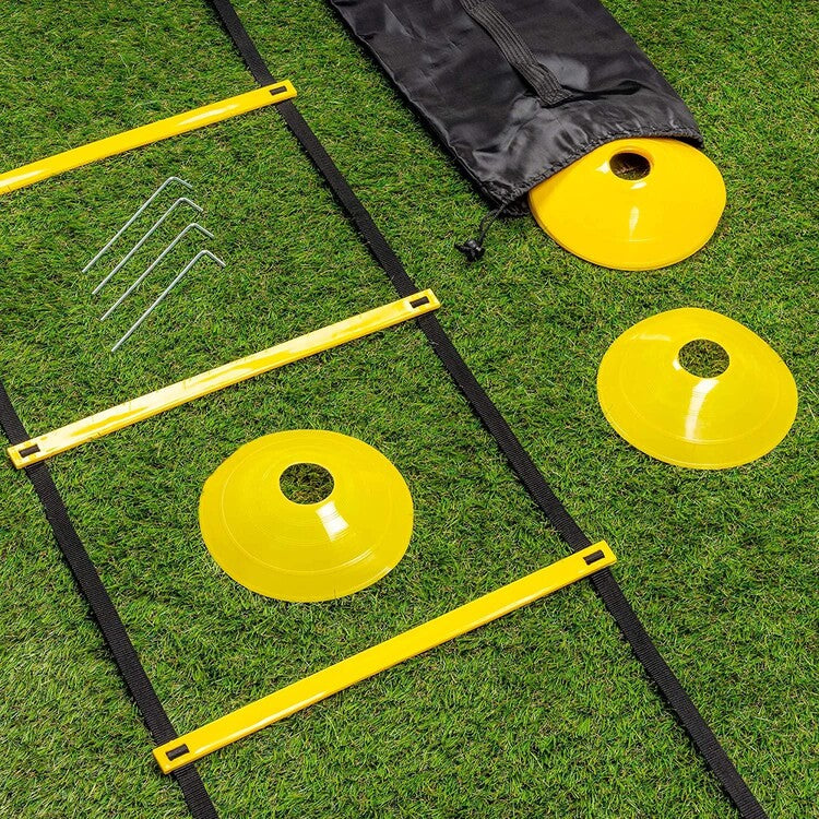 Football Training Materials Set, Ladder , 10 Marking Discs/Training Hats, 4 Pegs & Carrying Bag