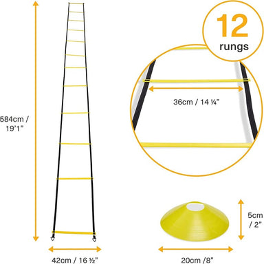 Football Training Materials Set, Ladder , 10 Marking Discs/Training Hats, 4 Pegs & Carrying Bag