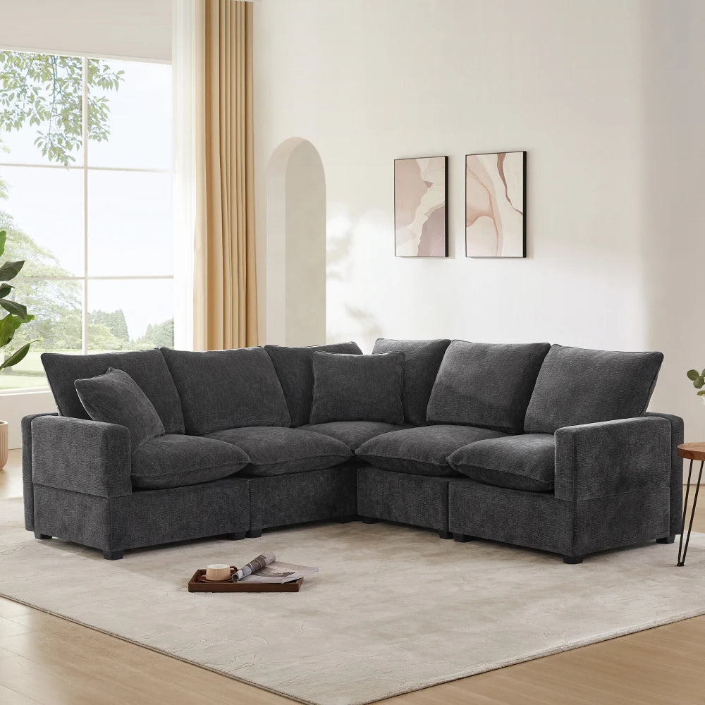 Sectional Couch Set with 2 Pillows Included