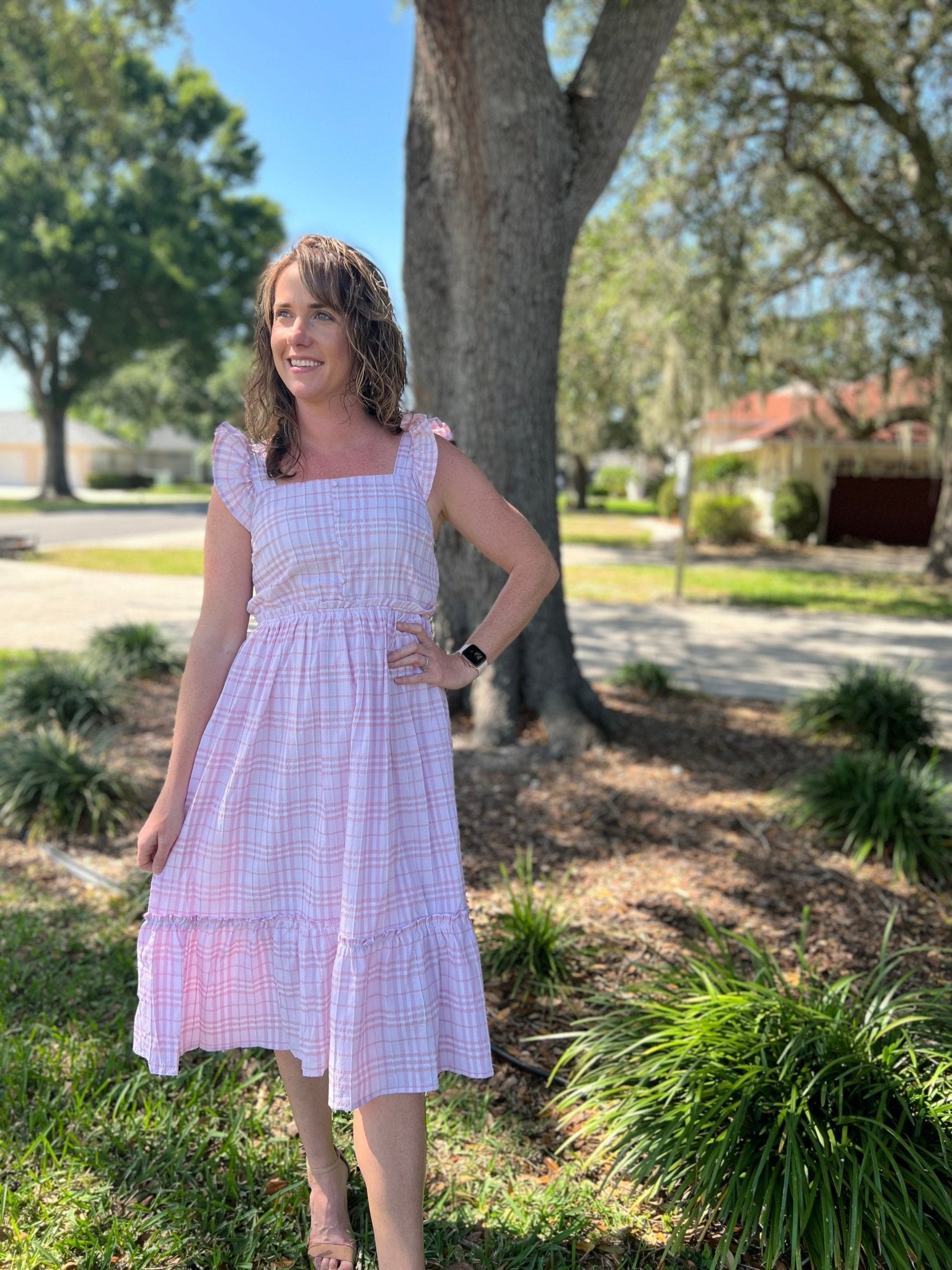 Luxe Lavender Gingham Dress - Main & Monroe