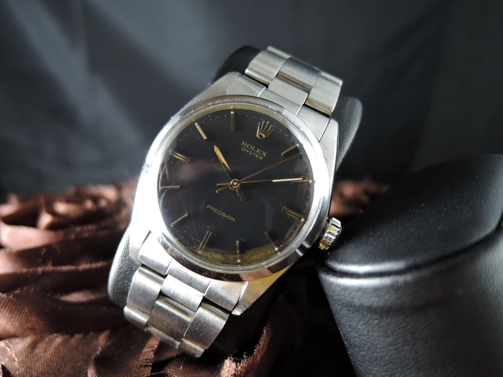 1960 Rolex OYSTER 6426 Original Matt Black Gilt Dial and Gold Markers ...