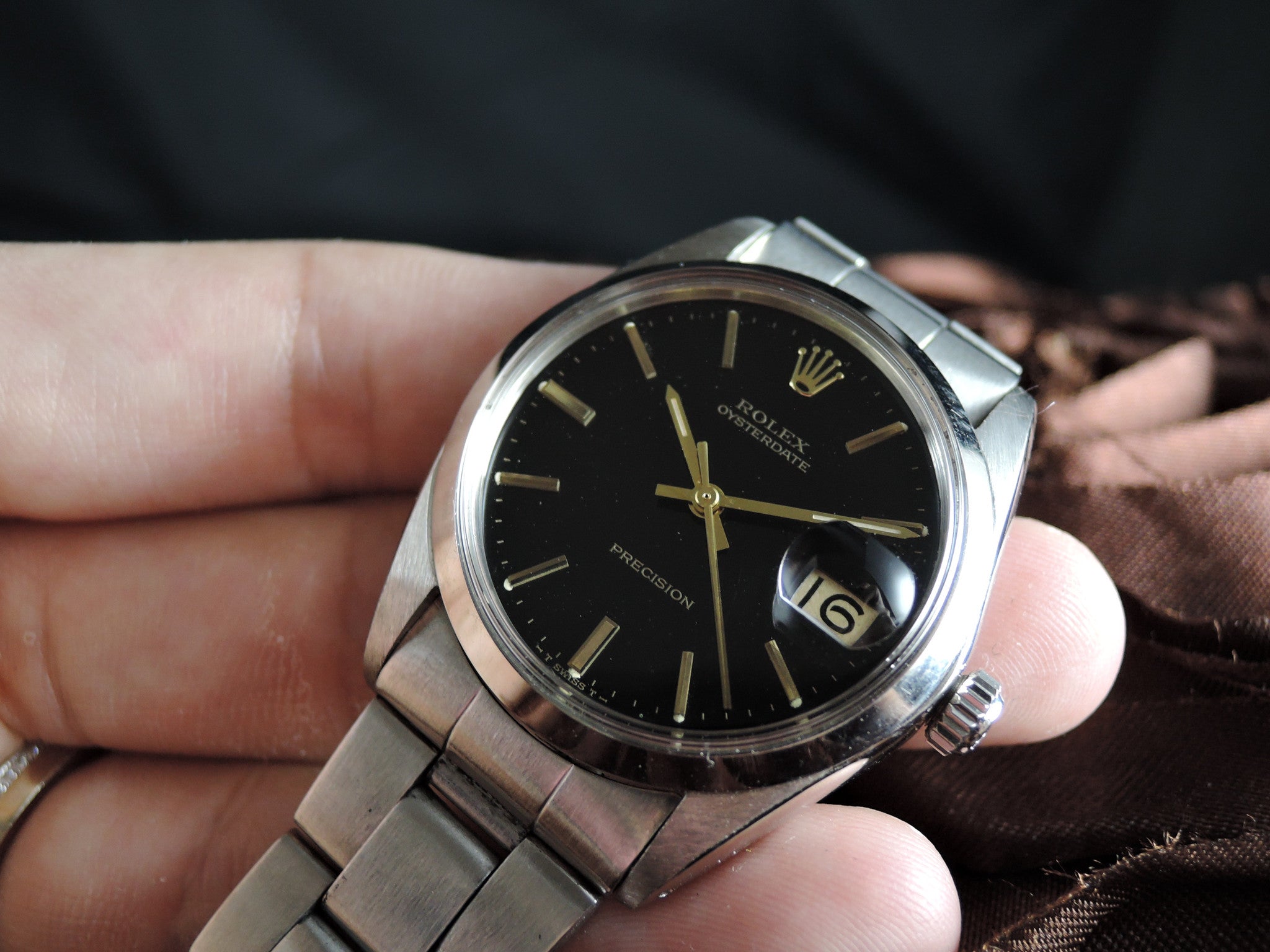 1967 Rolex OYSTER DATE 6694 Original Glossy Black Dial with Gold Hands ...