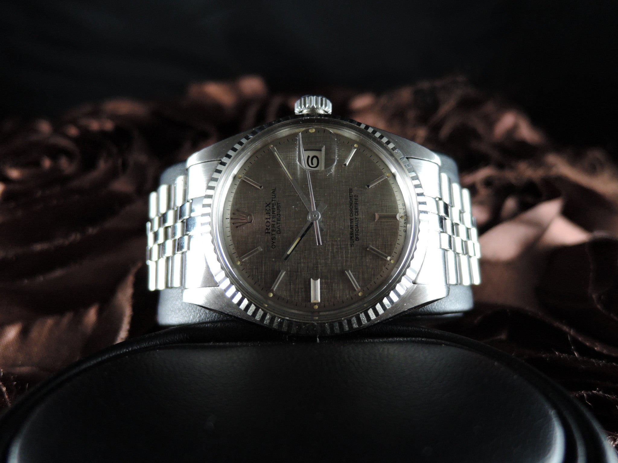 1967 Rolex DATEJUST 1601 SS ORIGINAL Brown Tapestry SIGMA Dial with Box ...