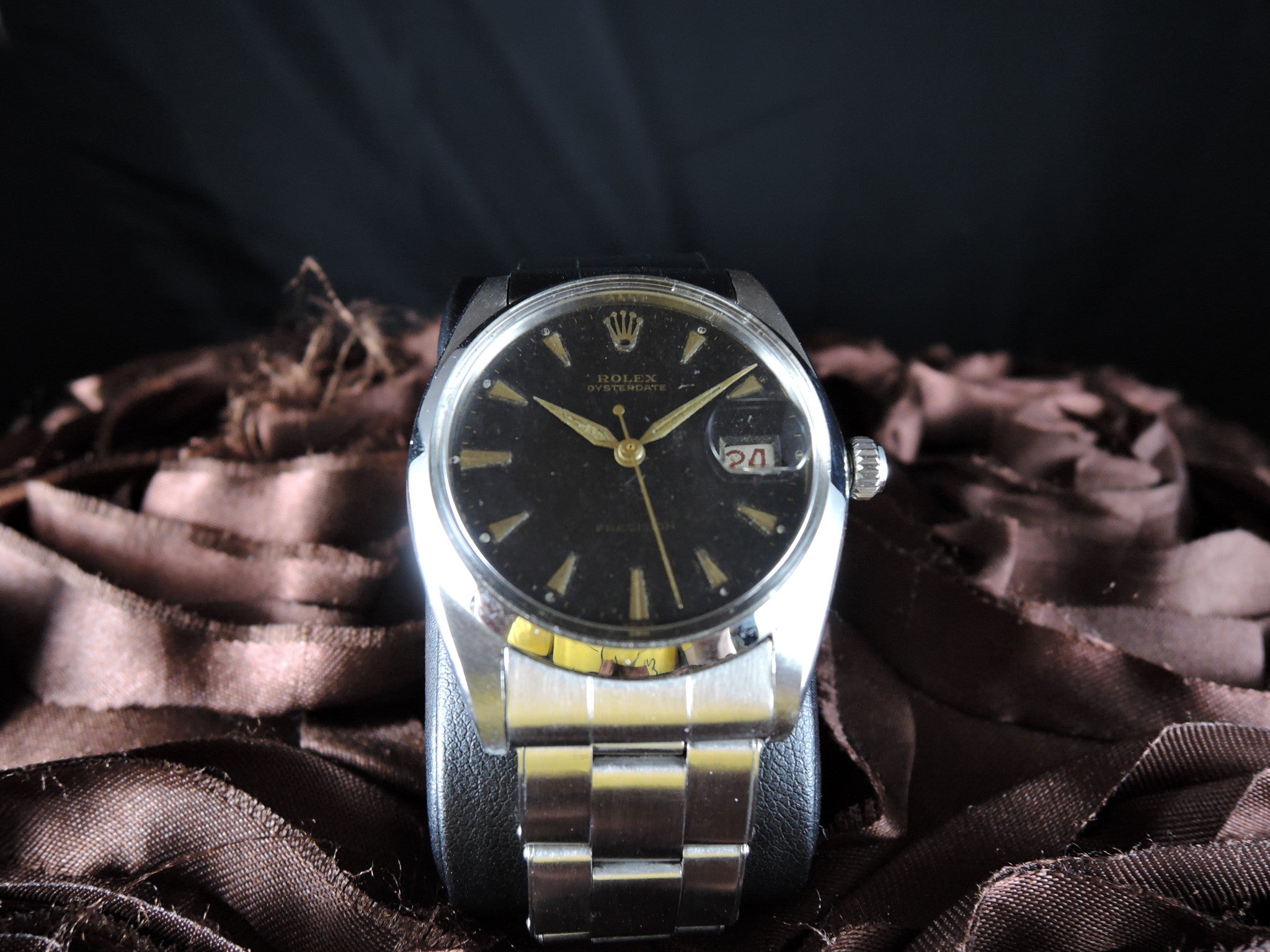 1950 Rolex OYSTER DATE 6694 Original Gilt Tropical Dial with Rivet Band ...