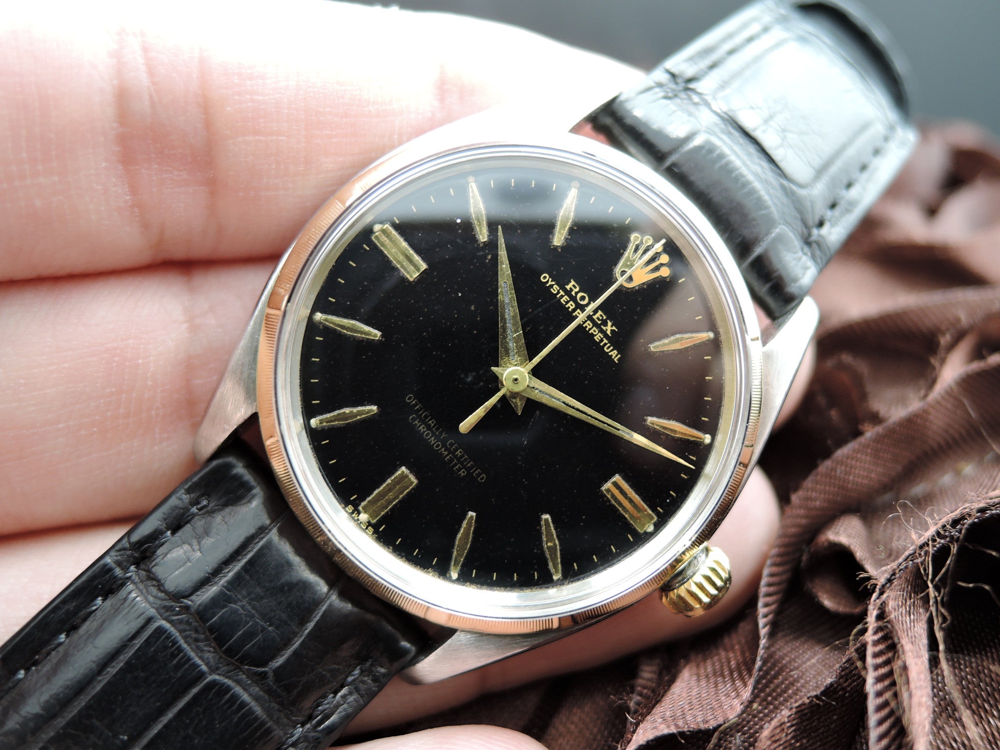 1955 Rolex OYSTER PERPETUAL 6565 Original Gilt Dial with Dauphine Hand ...