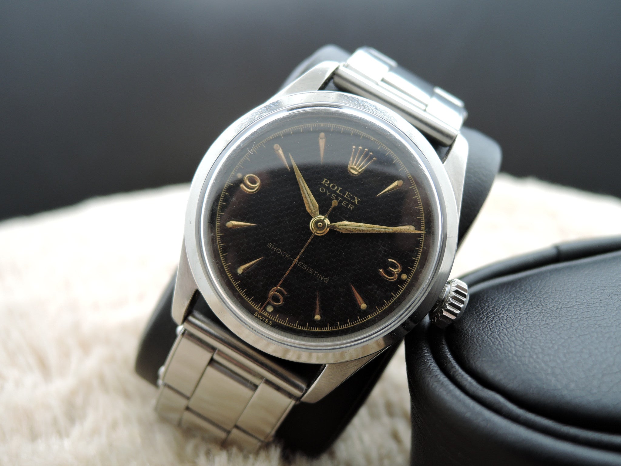 1955 Rolex OYSTER PERPETUAL 6244 Original Black Big Waffle Explorer ...