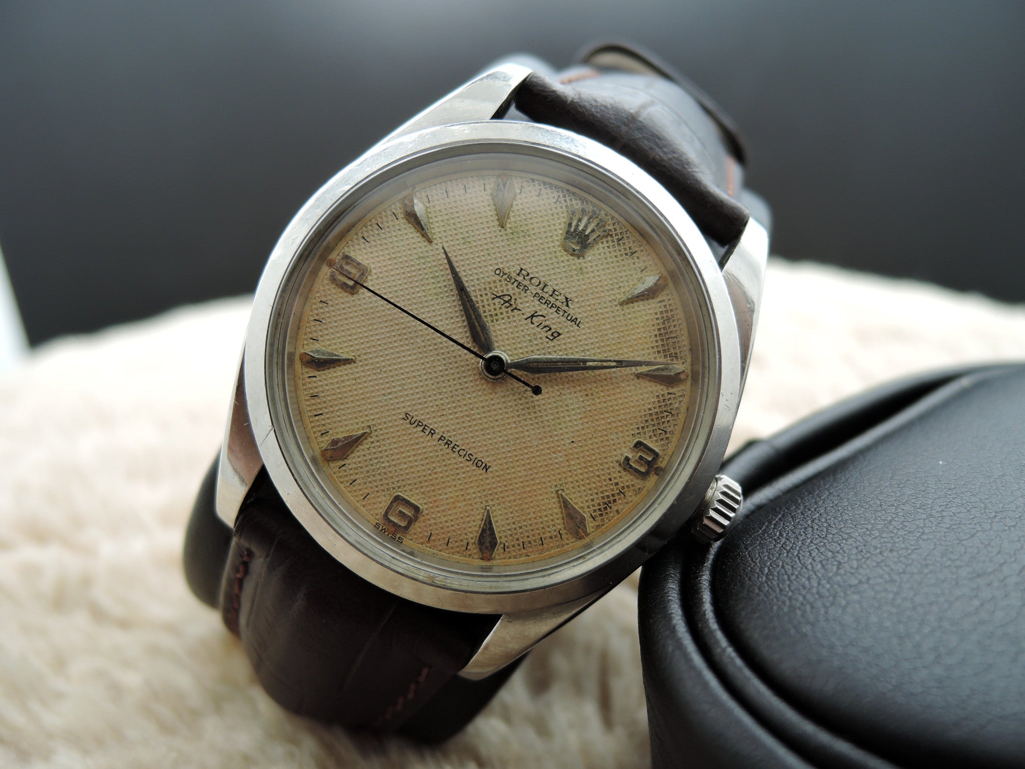 1958 Rolex AIR KING 5504 BIG SIZE Original Honeycomb EXPLORER RARE ...