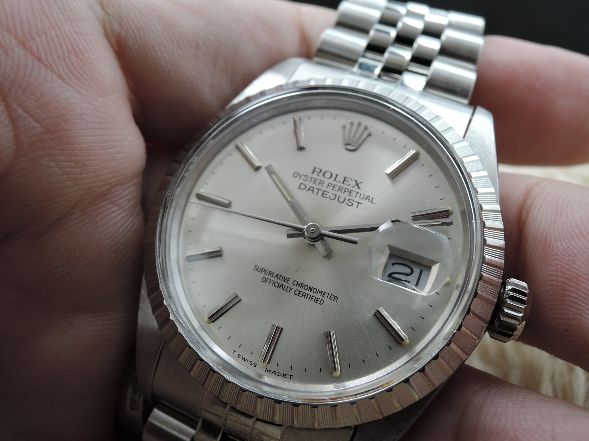 1986 Rolex DATEJUST 16030 Stainless Steel Original Silver Dial with Pa ...