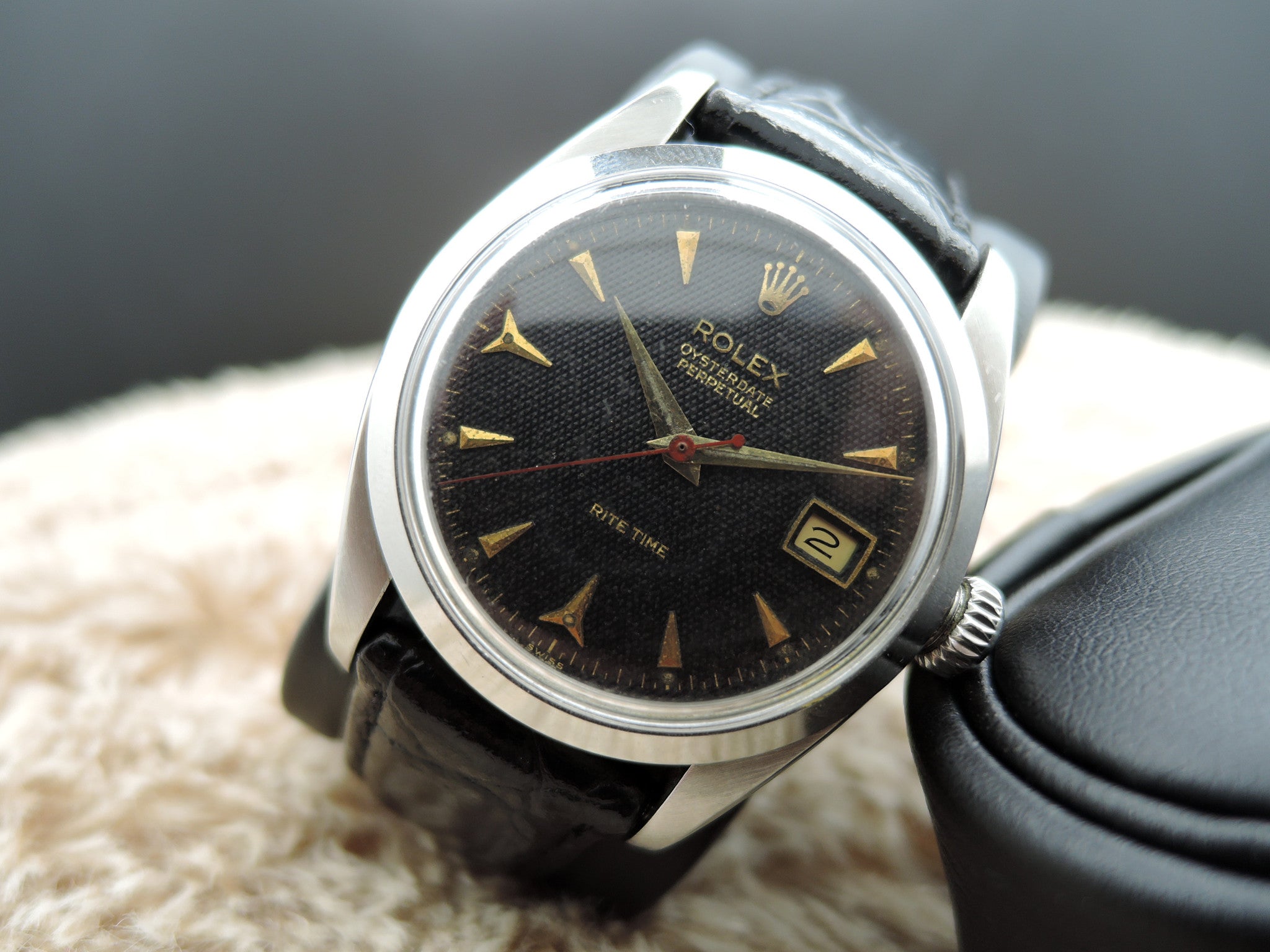 1956 Rolex OYSTER PERPETUAL 6852 Original Black Honeycomb 