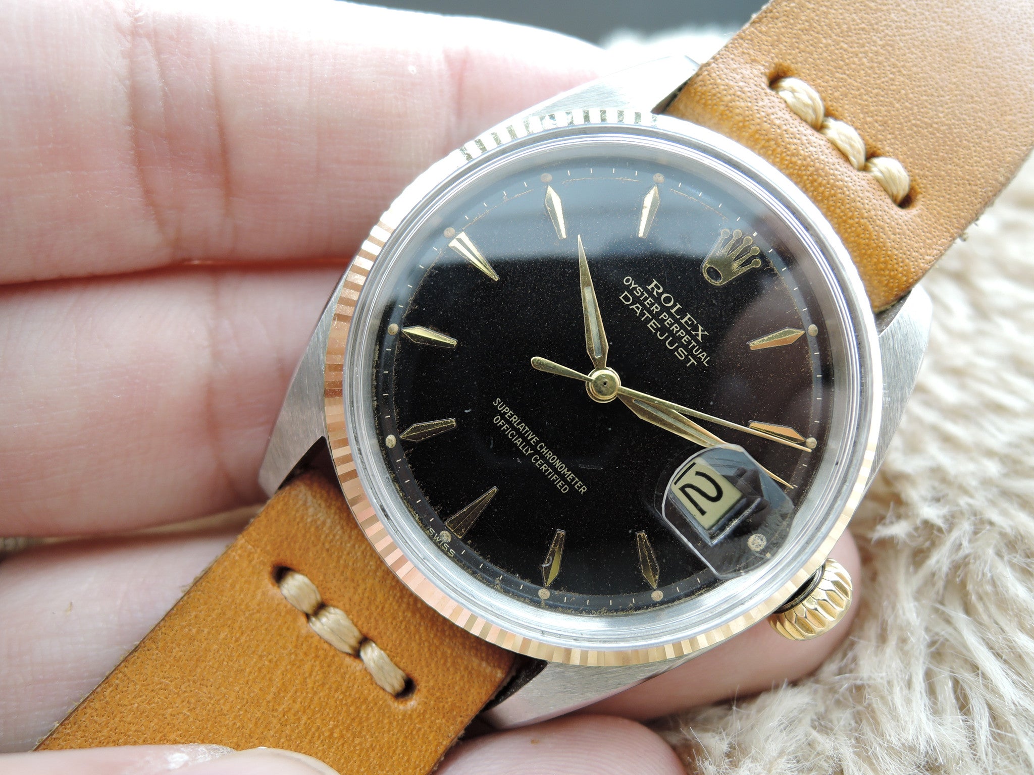 1960 Rolex DATEJUST 1601 2-Tone Gilt Tropical Dial with Dauphine Hands ...