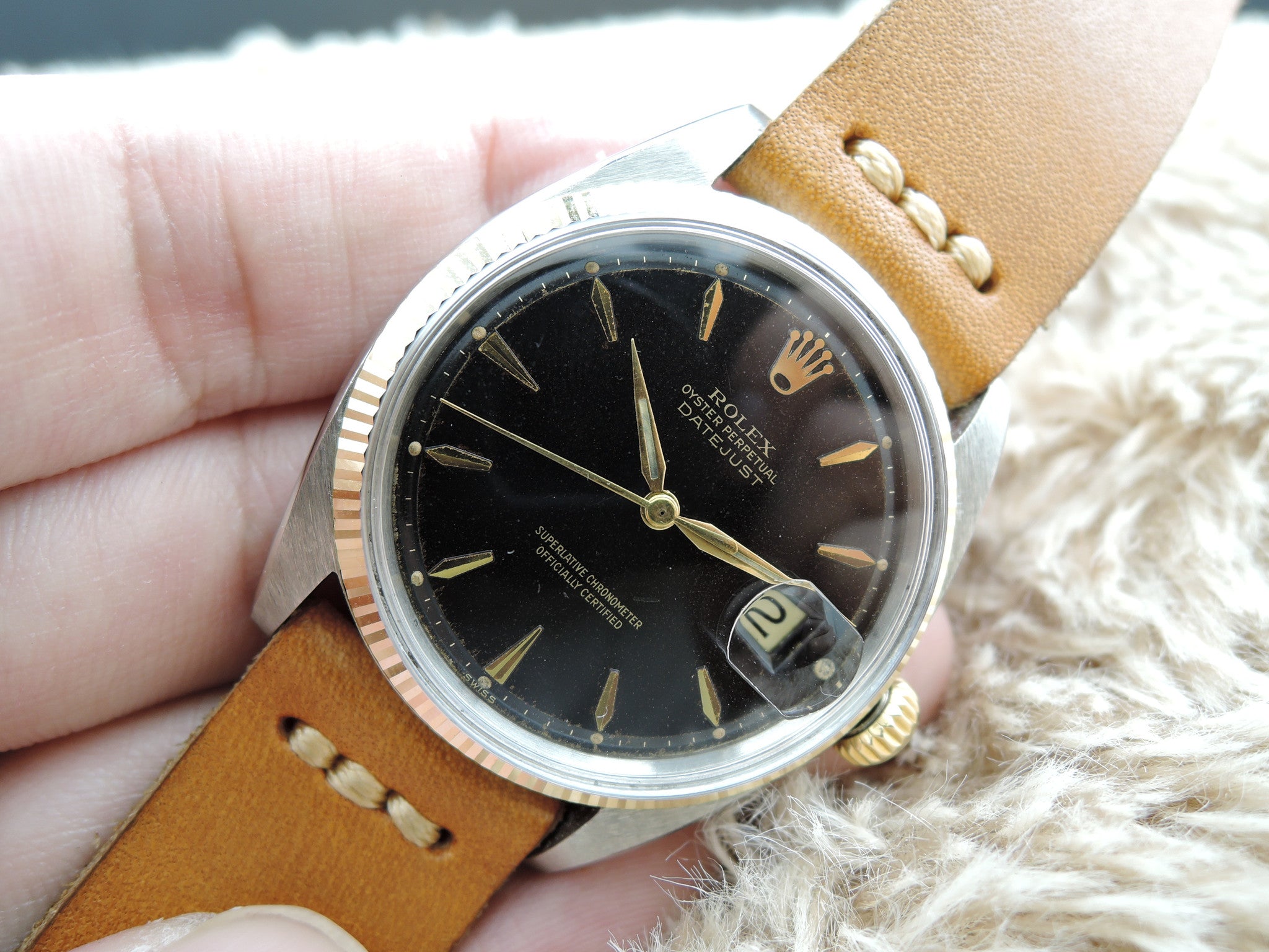 1960 Rolex DATEJUST 1601 2-Tone Gilt Tropical Dial with Dauphine Hands ...