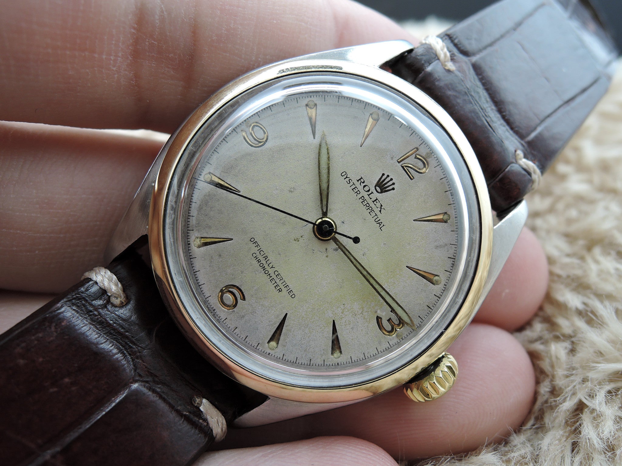 1952 Rolex OYSTER PERPETUAL 6085 Semi-Bubbleback with 3-6-9-12 Dial ...
