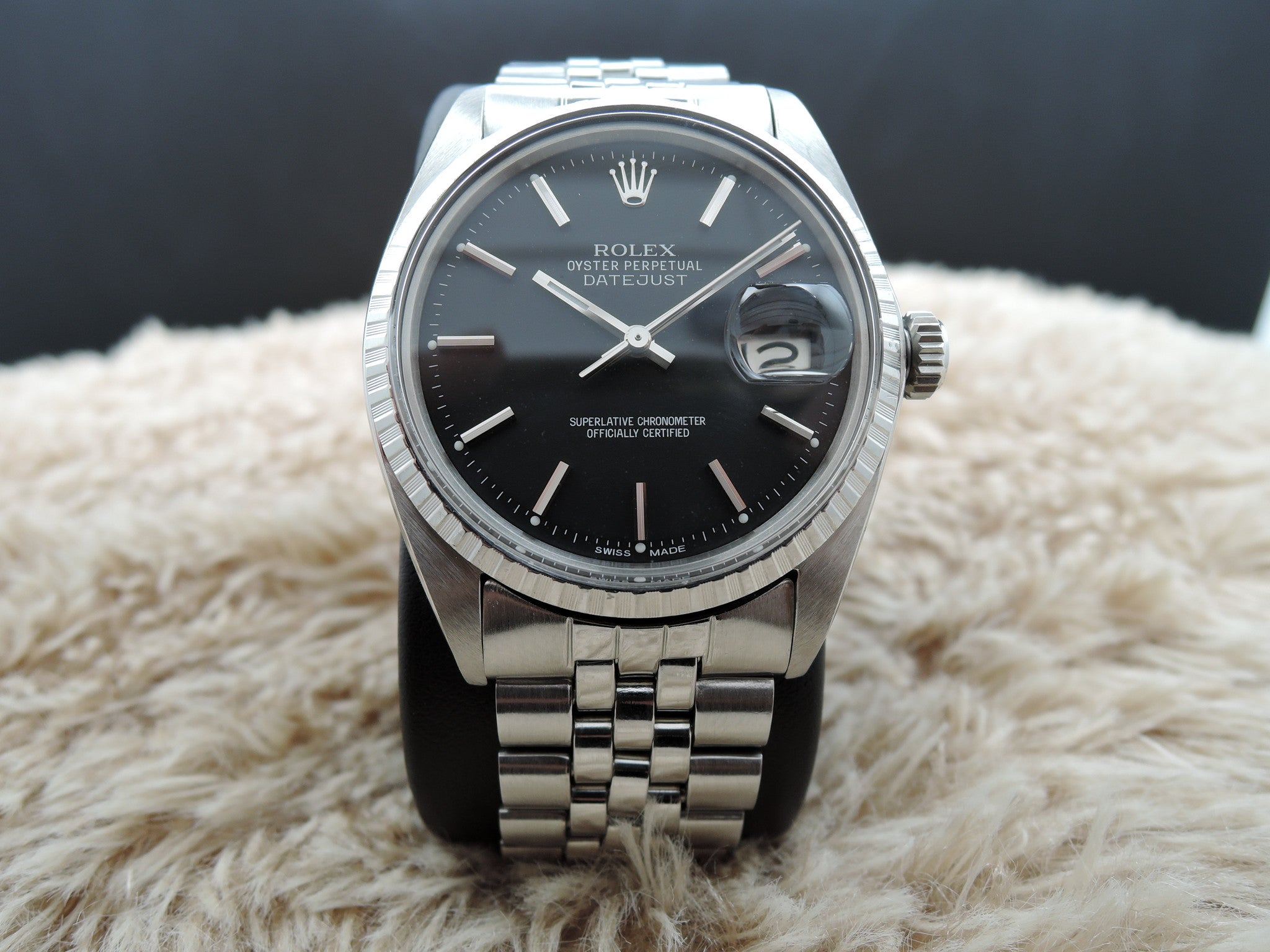 1968 Rolex DATEJUST 1603 Stainless Steel ORIGINAL Matt Black Dial with ...