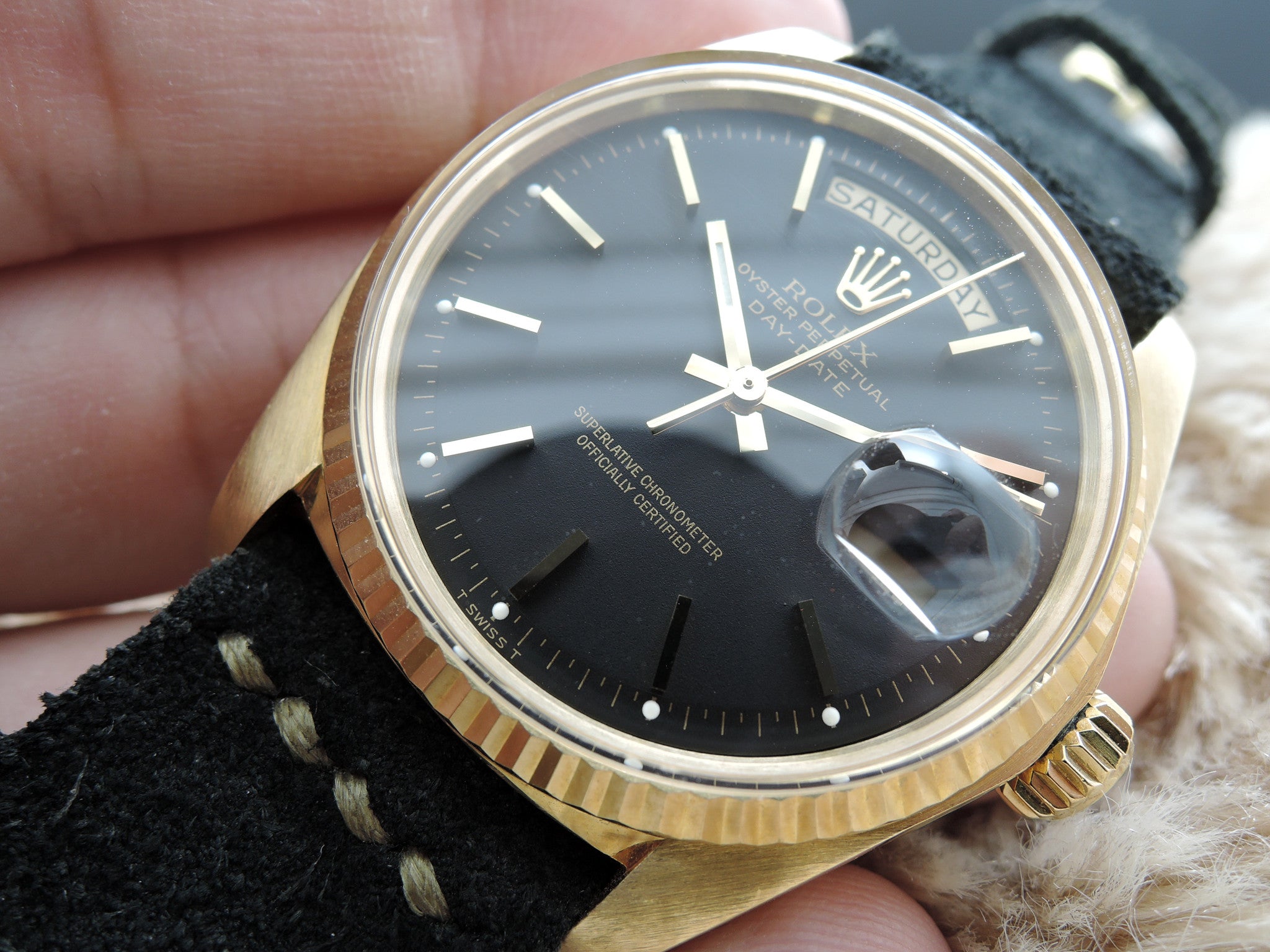 1974 Rolex DAY-DATE 1803 18K Gold with Original Matt Black Dial (3 Hal ...