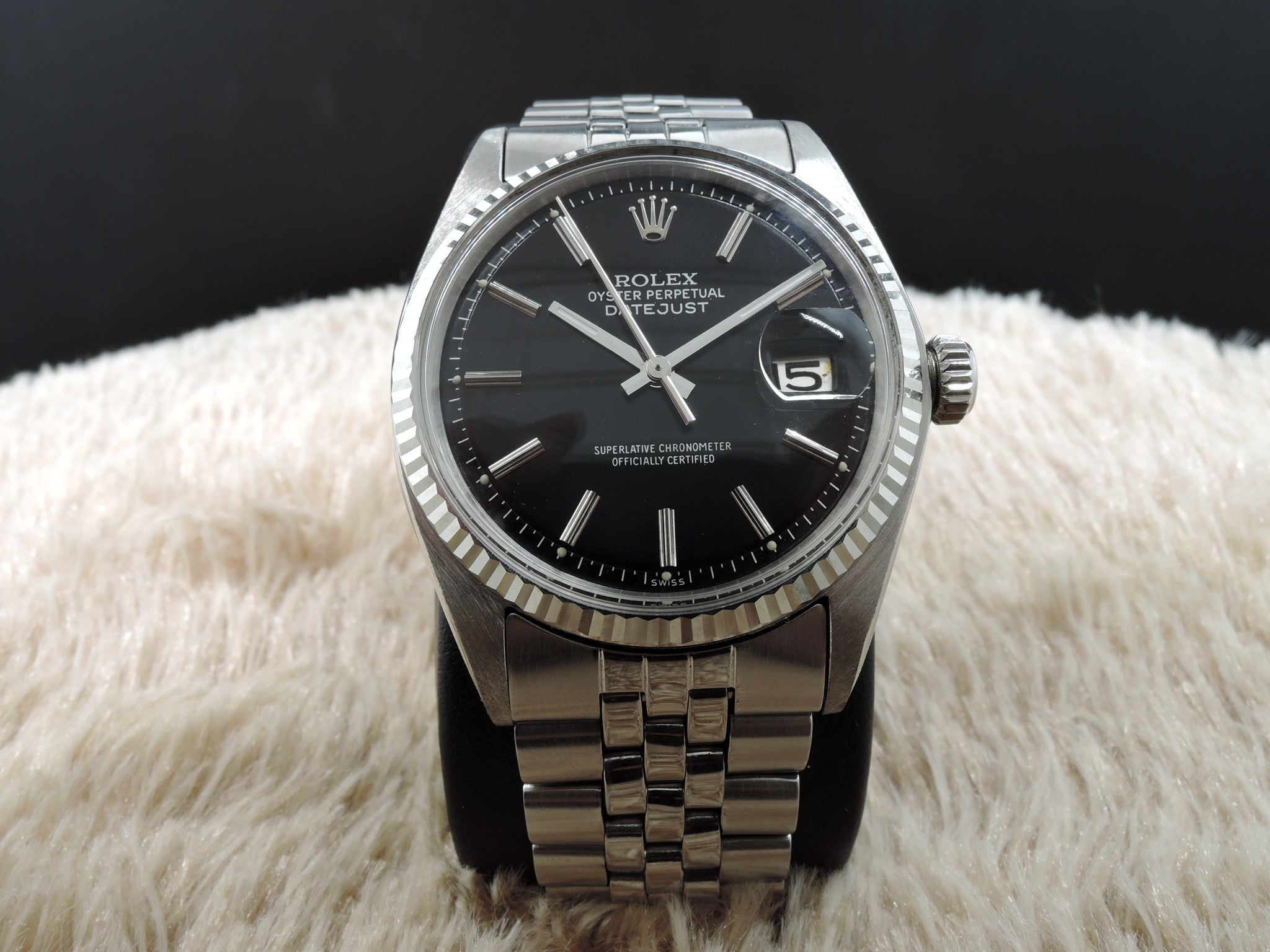 1970 Rolex DATEJUST 1601 SS Glossy Black Dial with Jubilee Band | Alex ...