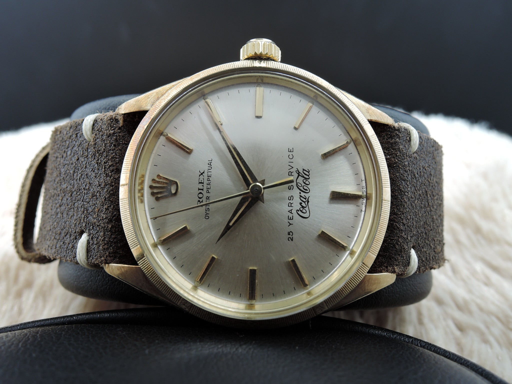 1959 Rolex OYSTER PERPETUAL 1003 14K Yellow Gold Silver Dial Co-Branded ...