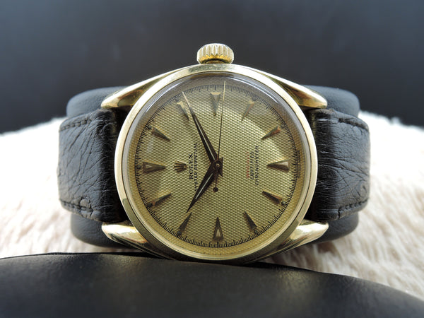 1954 Rolex BUBBLEBACK 18K Yellow Gold BOMBAY 6090 with Honeycomb Dial ...