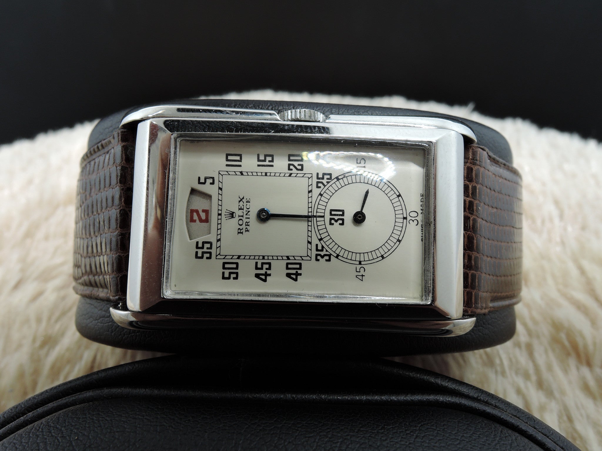 1930 Rolex PRINCE 1491 Railway Jump Hour with Brancard Steel Case ...