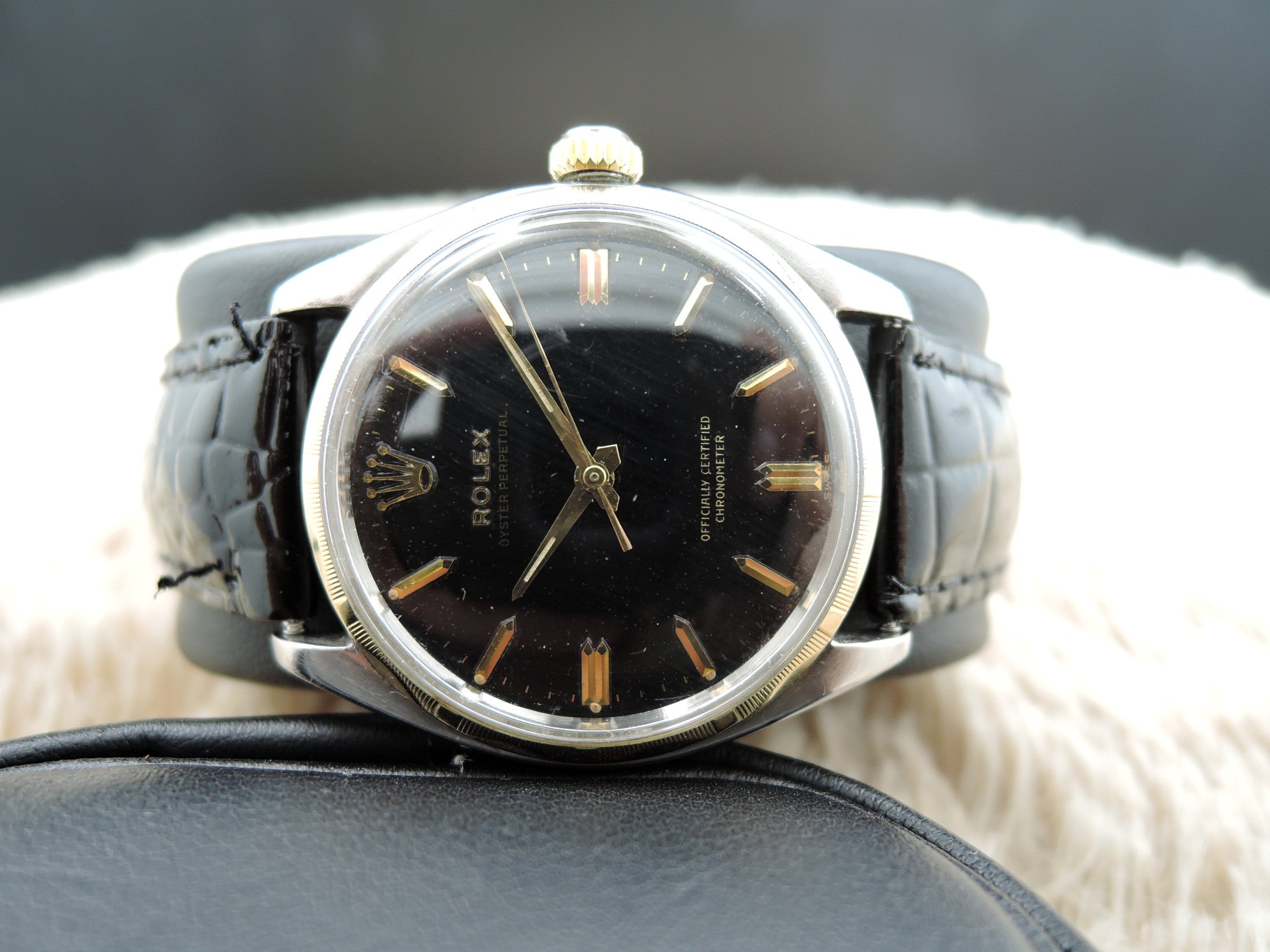 1959 Rolex OYSTER PERPETUAL 6566 Original Gilt Dial with Dauphine Hands ...