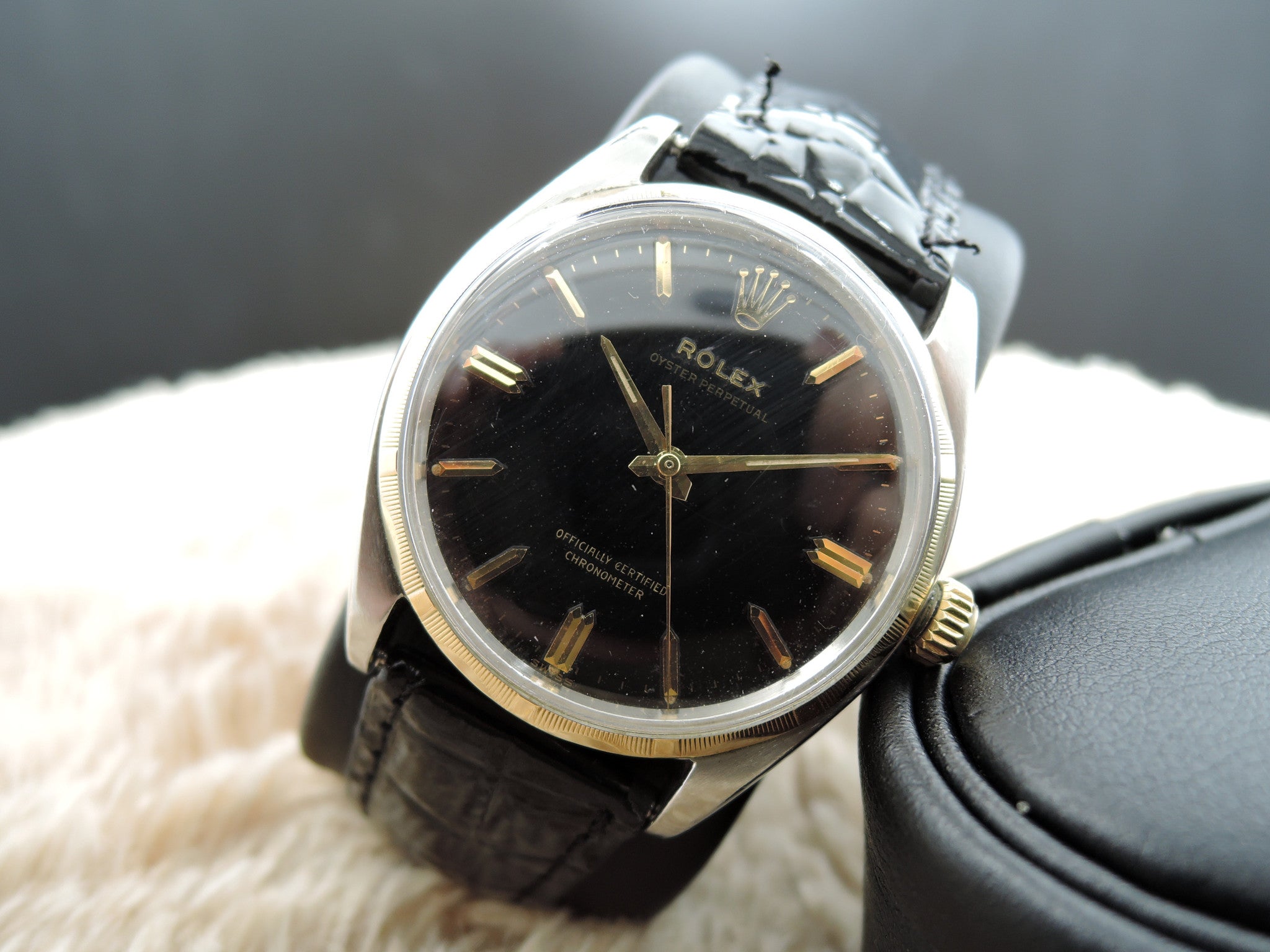 1959 Rolex OYSTER PERPETUAL 6566 Original Gilt Dial with Dauphine Hands ...