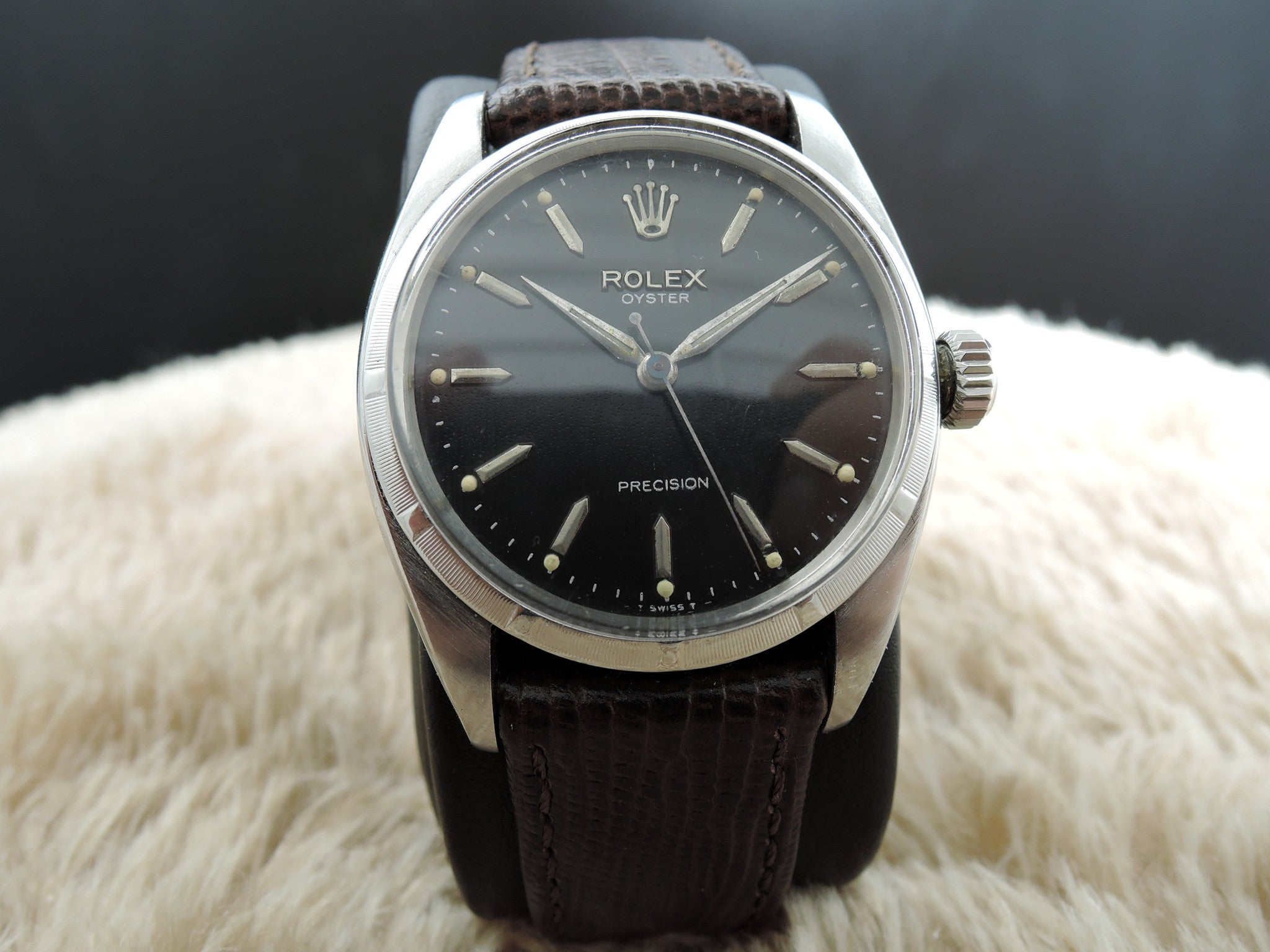 1957 Rolex OYSTER 6422 with Original Matt Black Dial and Engine Turned ...