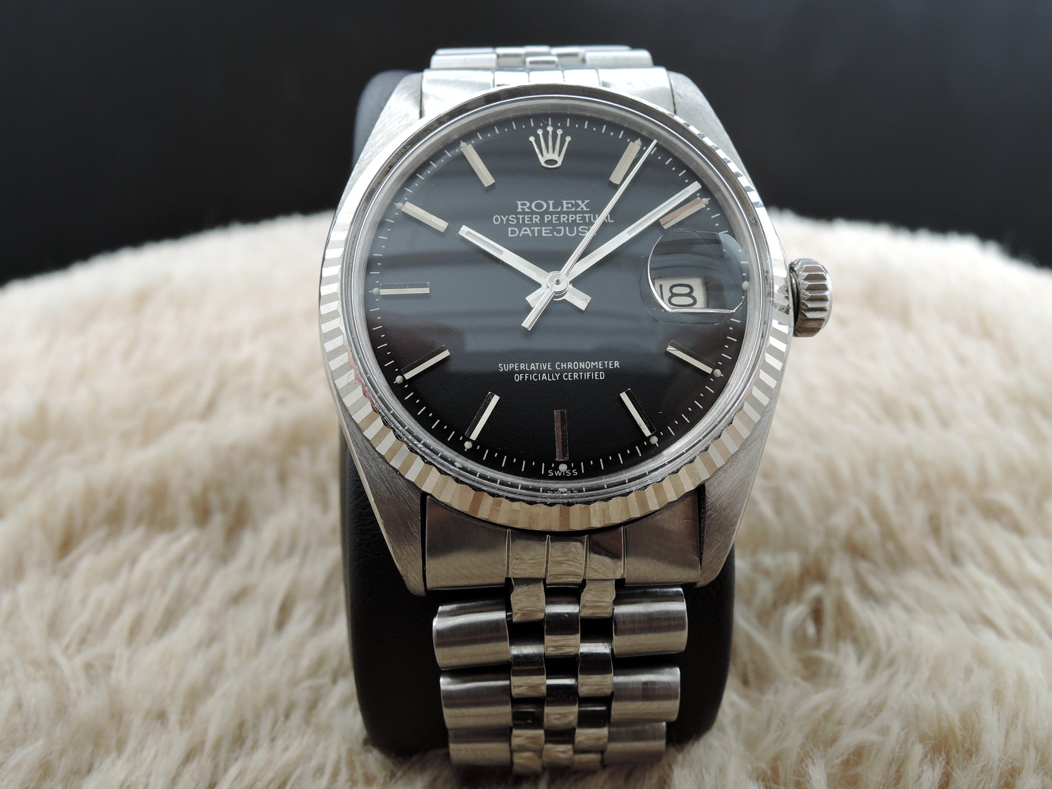 1972 Rolex DATEJUST 1601 Stainless Steel Matt Black Dial with SOLID ...