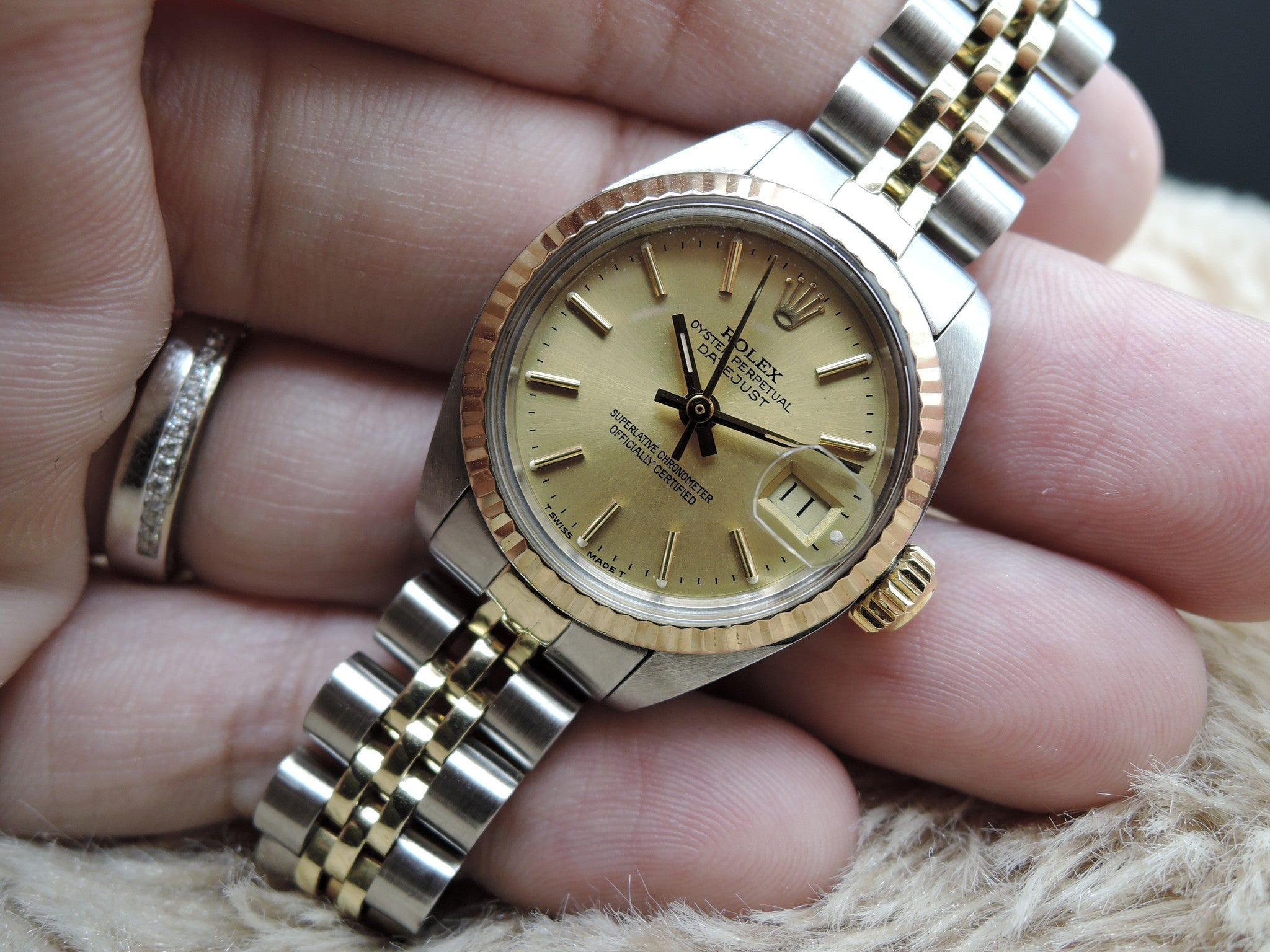 1981 Rolex DATE Ladies 6917 2-Tone Gold Dial with Solid Jubilee Band ...