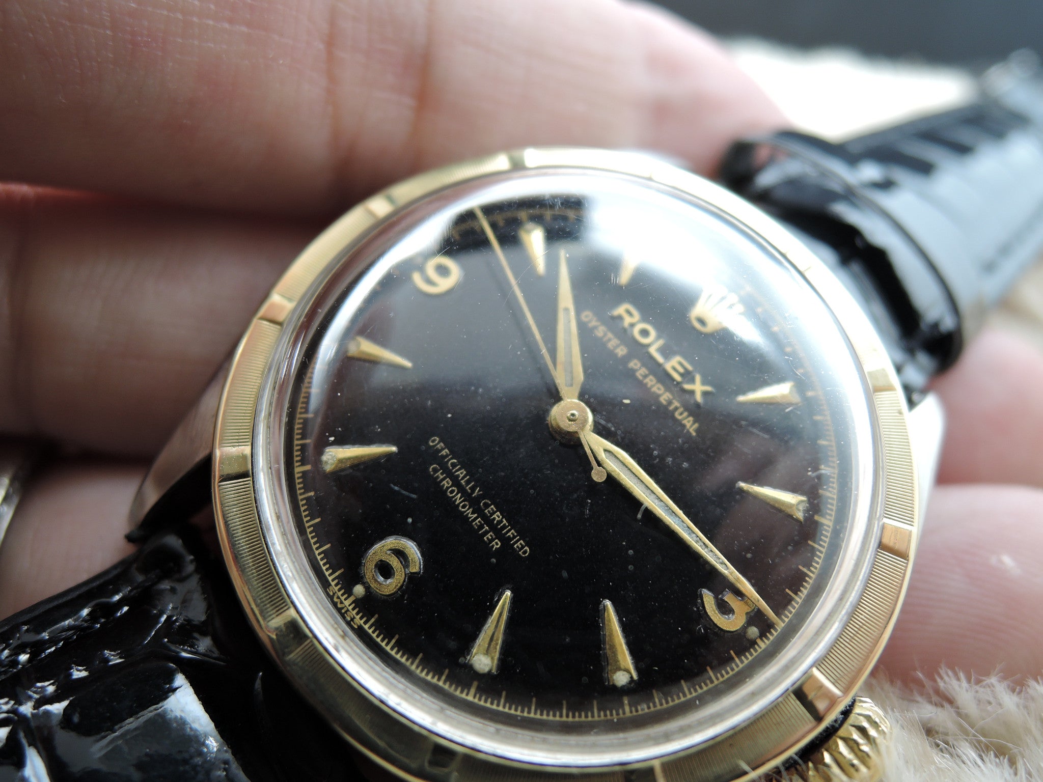 1953 Rolex SEMI-BUBBLEBACK 6103 2-Tone with Explorer Gilt Dial | Alex ...