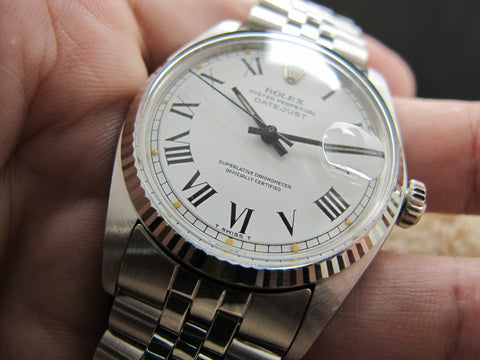 1973 Rolex DATEJUST 1601 SS ORIGINAL White Buckley Dial with Paper