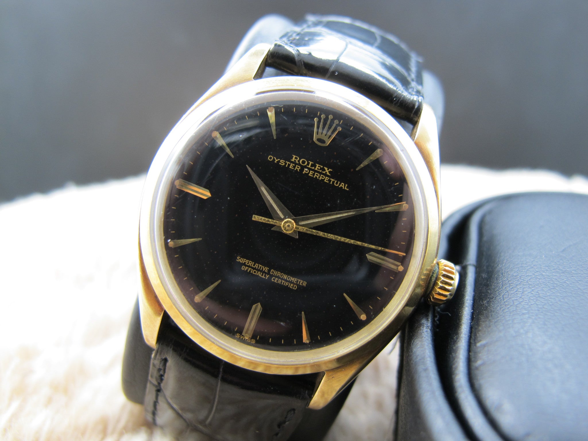 [1959] Rolex OYSTER PERPETUAL 1005 14K Yellow Gold Gilt Dial | Alex Pig ...