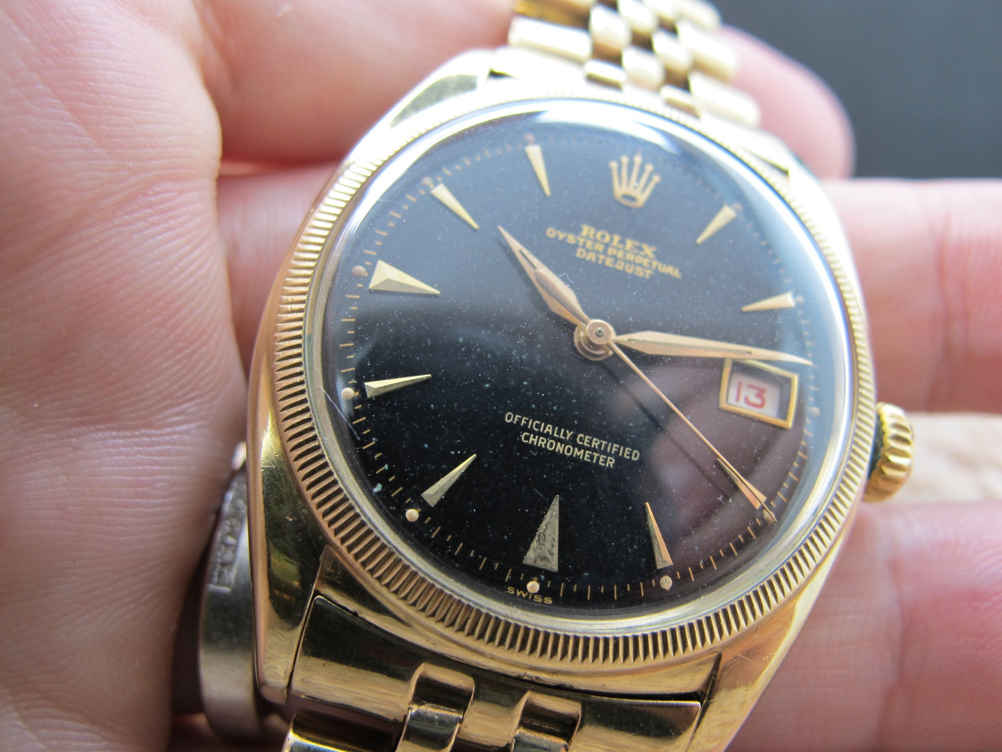 1953 Rolex OYSTER PERPETUAL 6105 10K Yellow Gold BIG Bubbleback | Alex ...