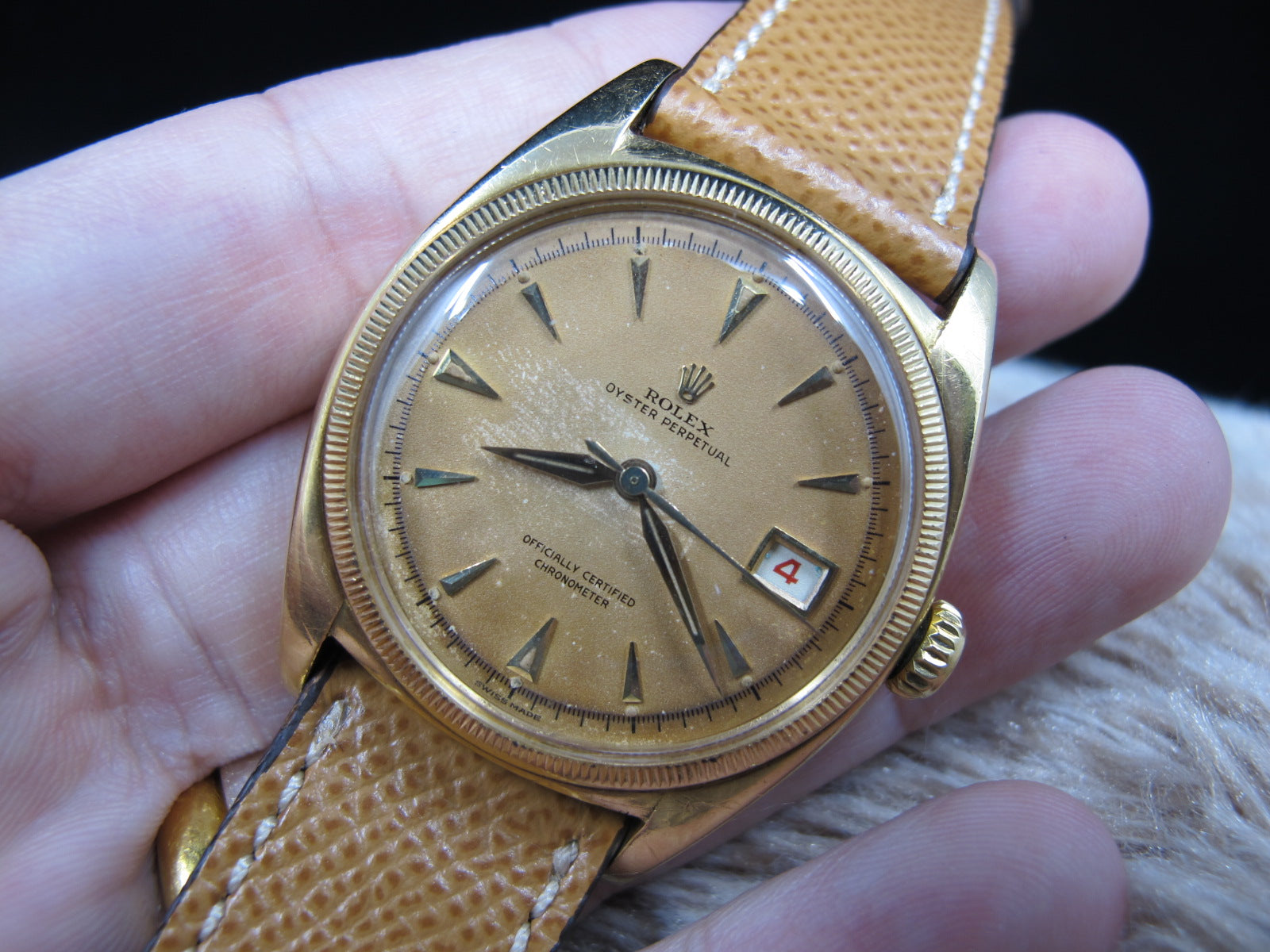 1952 Rolex OYSTER PERPETUAL 6105 BIG Bubbleback Tropical DIal with Box ...