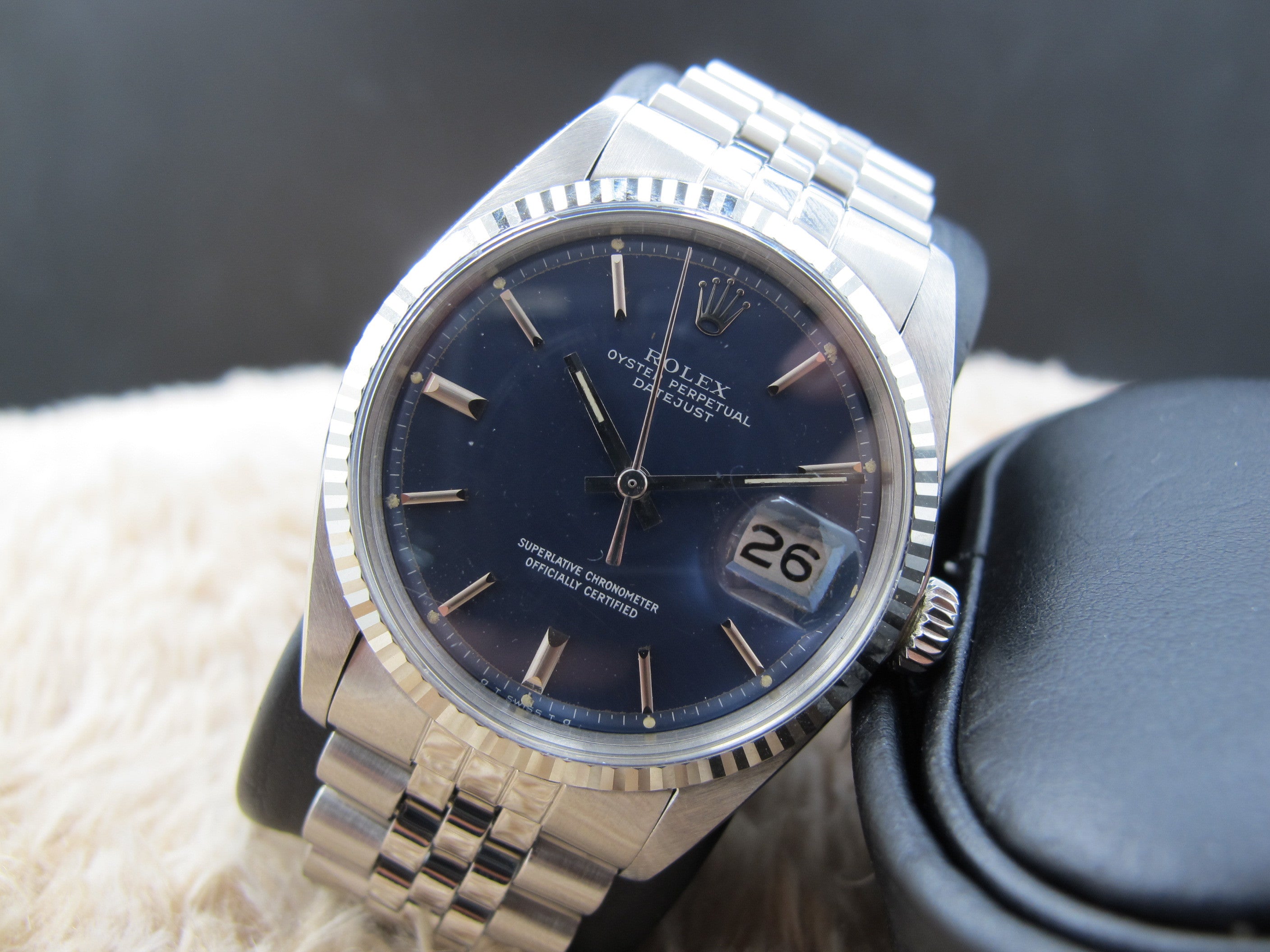 1976 Rolex DATEJUST 1601 SS Original Matte Blue Dial with Paper | Alex ...