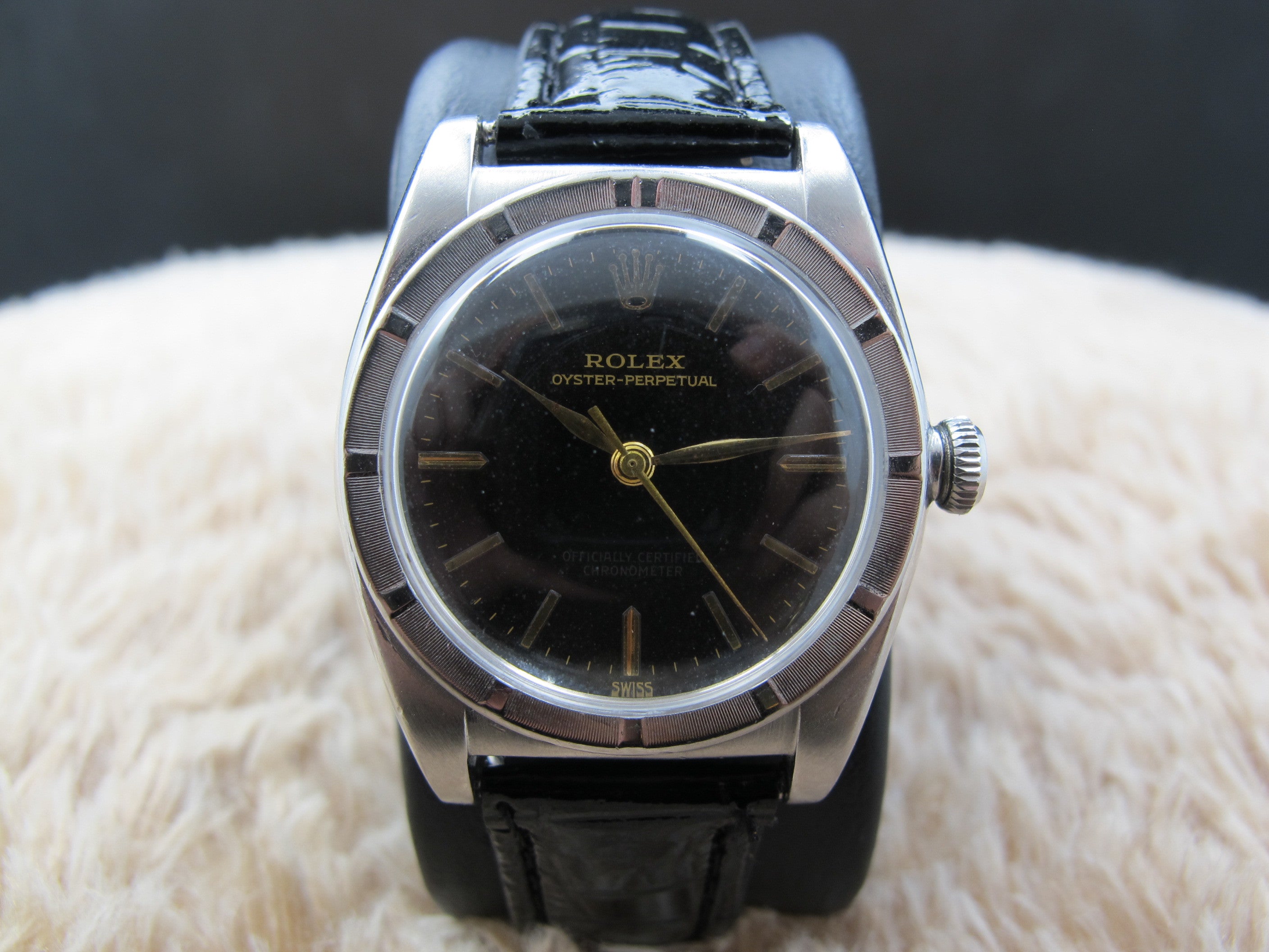 1949 Rolex BUBBLEBACK 3372 with Glossy Tropical Gilt | Alex Pig Timepieces