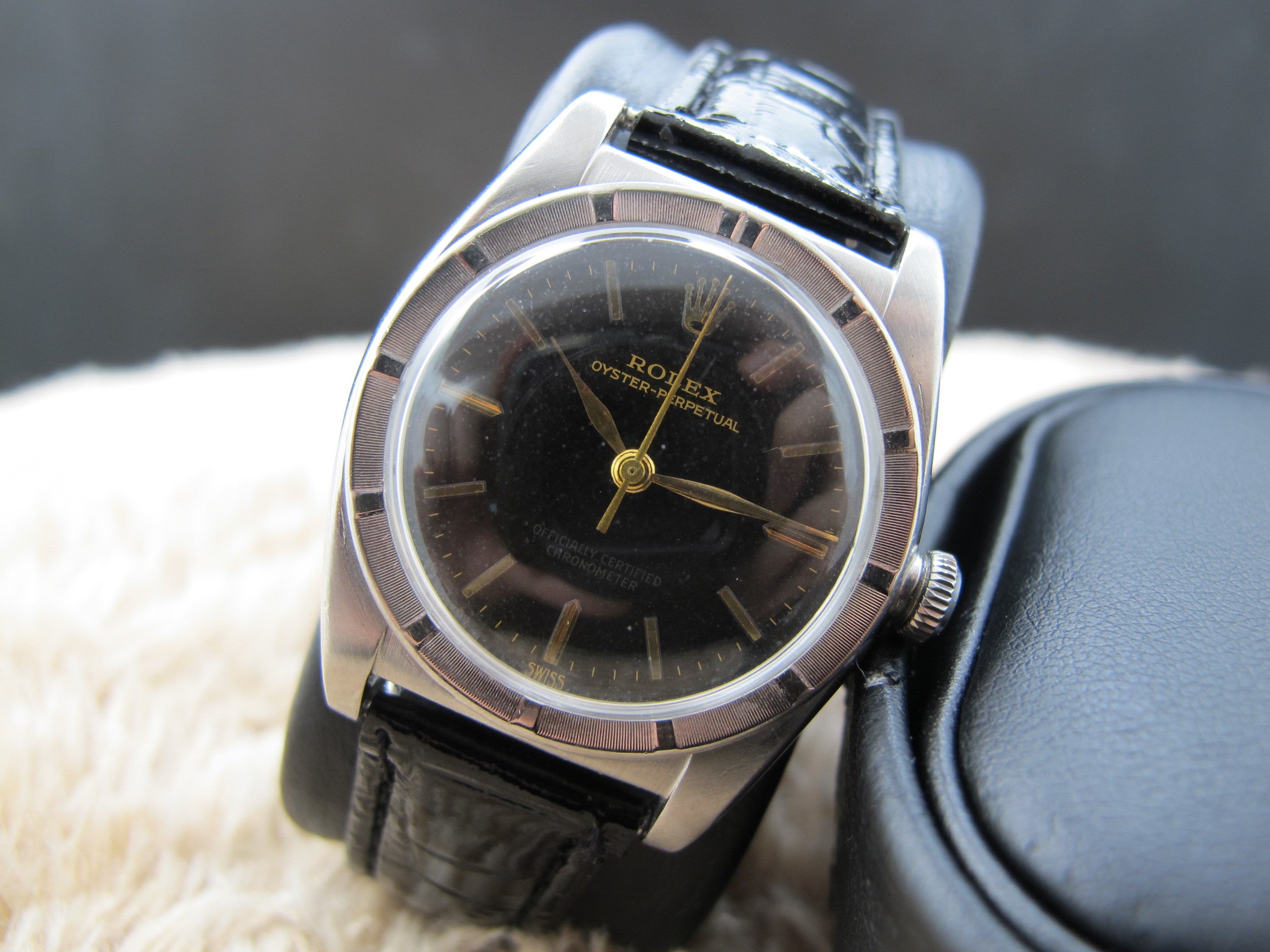 1949 Rolex BUBBLEBACK 3372 with Glossy Tropical Gilt | Alex Pig Timepieces