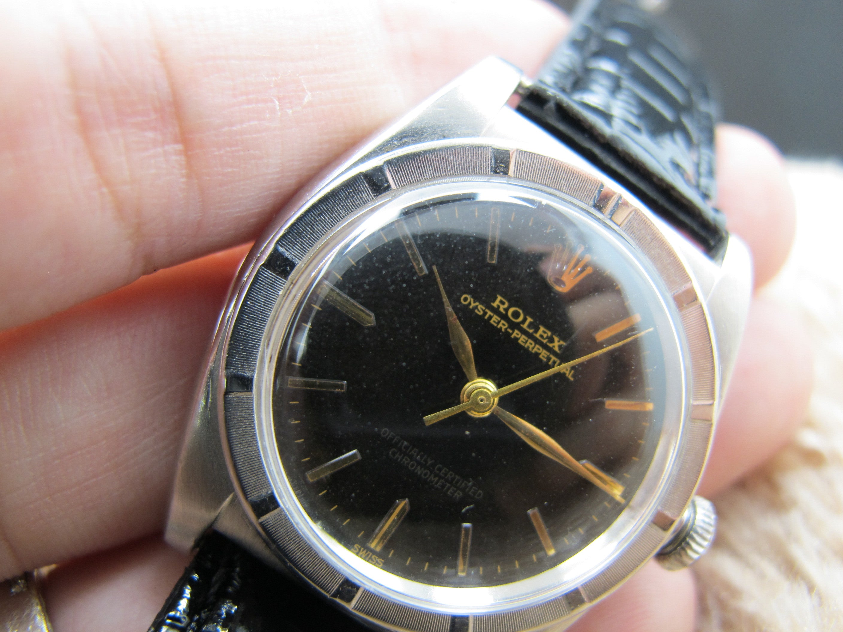 1949 Rolex BUBBLEBACK 3372 with Glossy Tropical Gilt | Alex Pig Timepieces