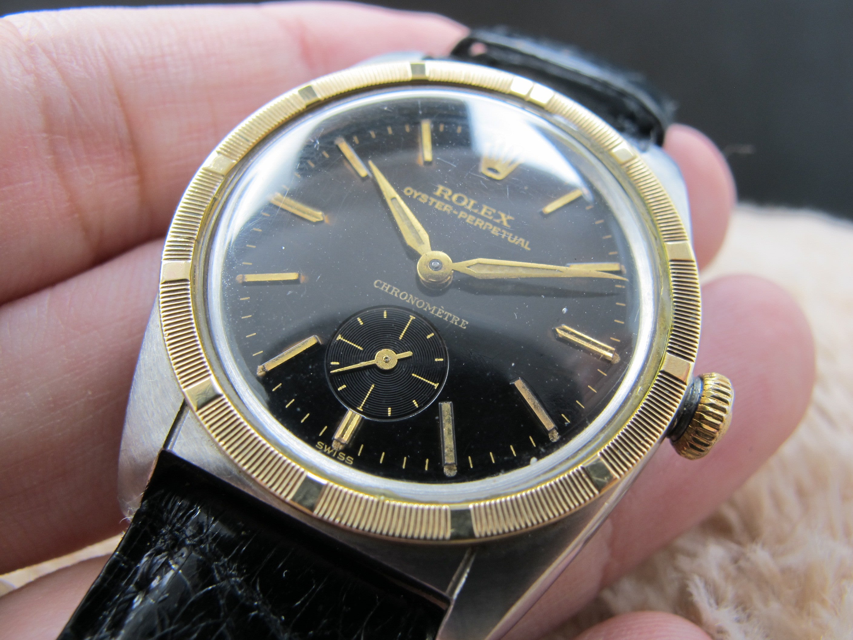 1948 Rolex BUBBLEBACK 5015 with Original Black Gilt Dial and Sub ...