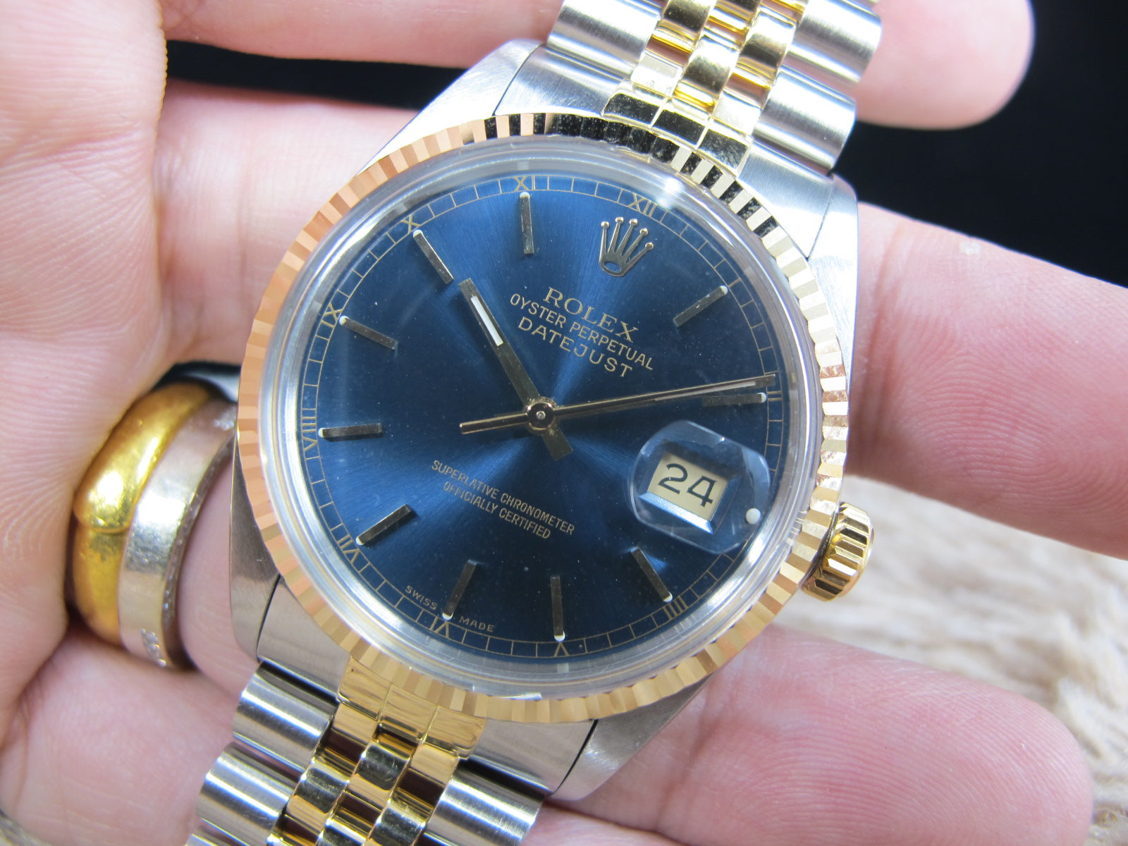 [1987] Rolex DATEJUST 16013 2-Tone with ORIGINAL Glossy Blue Dial with ...