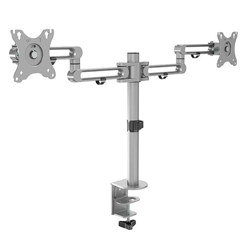 Perlegear Soporte para monitor doble, soporte de escritorio independiente  con base de vidrio para pantalla curva plana de 17 a 32 pulgadas con giro