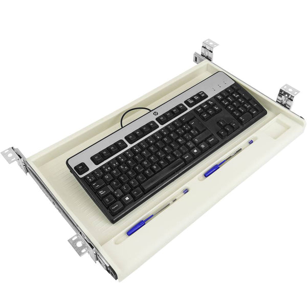  LMDX Estante deslizante para teclado debajo del escritorio con  diapositiva, bandeja resistente para teclado con abrazadera, extensor  ergonómico de escritorio – bandeja extraíble negro/nogal/blanco, 52/65/29.5  x 9.8 in, soporte para brazo