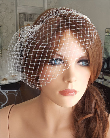 Wedding Veil Birdcage Veil With Small Beaded Combs Kezani