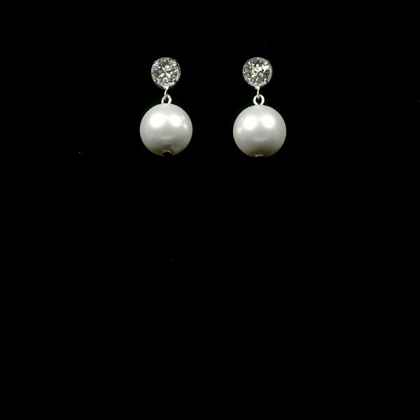Bridal earrings - 10mm round pearl drop 