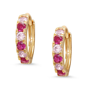 CZ Hoop Earrings - 2-Tone Pink (3mm) - Sprout Boutique 