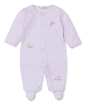 Kissy Kissy Pups in Action Pink Footie - Sprout Boutique 